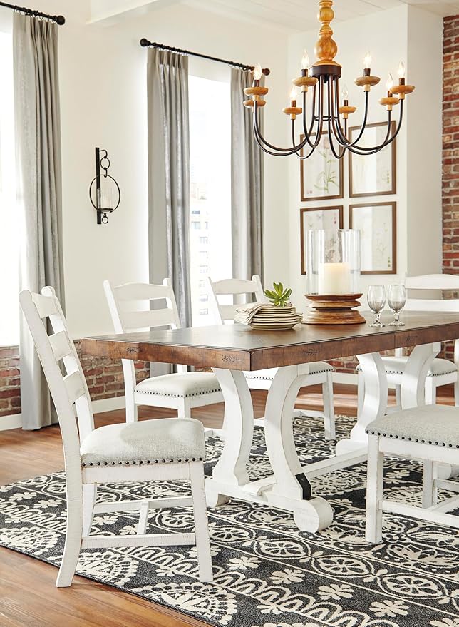 Signature Design by Ashley Valebeck Vintage Farmhouse Cushioned Dining Chair, 2 Count, Whitewash