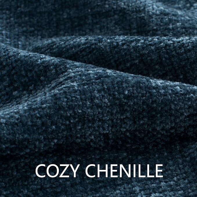 Chenille Throw Blanket for Couch 50"X 60", Soft Cozy Throws with Fringe Tassel for Bed Sofa Chair Cover, Lightweight Knitted Decorative Boho Blankets for Living Room, Navy Blue