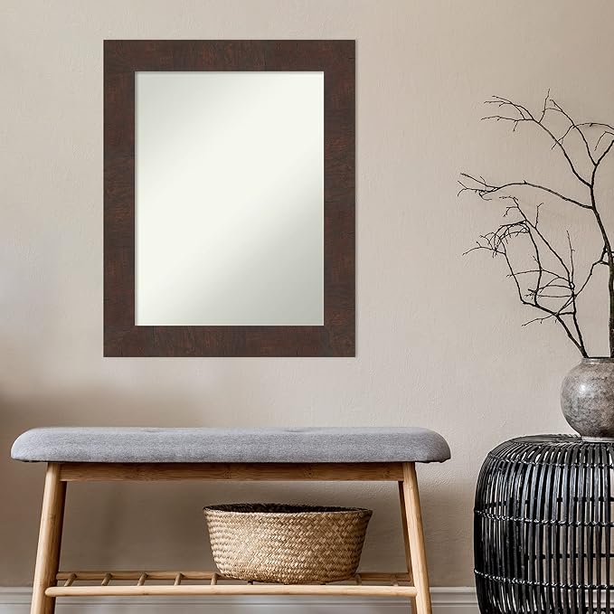 Amanti Art White Bathroom Mirror for Over Sink, 28x22 Wedge White Rectangle Vanity Mirror, Medium Modern Frame, Hangs Horizonally and Vertically, Bathroom Wall Decor, Non-Beveled Edge from WI, USA