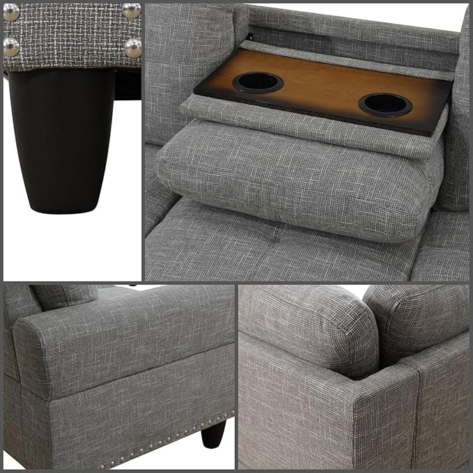 Modular L-Shaped Sectional Sofa, Modern Couches with Movable Chaise, Convertible 4-Seater Couch for Bedroom, Apartment & Office, Brown Grey