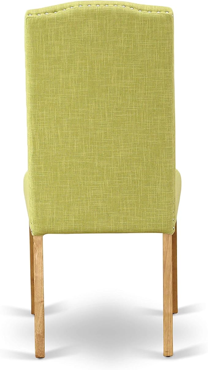 East West Furniture CAEN5-OAK-07 5 Piece Modern Dining Table Set Includes a Rectangle Wooden Table and 4 Limelight Linen Fabric Upholstered Parson Chairs, 36x60 Inch, Oak