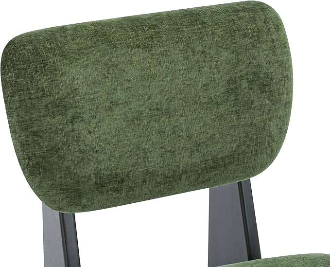Christopher Knight Home Mores Low Profile Accent Chair Set of 2, Modern Living Room Armless Lounge Chair, Fabric Comfy Reading Chair for Bedroom, Wooden Frame and Thick Padded Seat, Black+Green