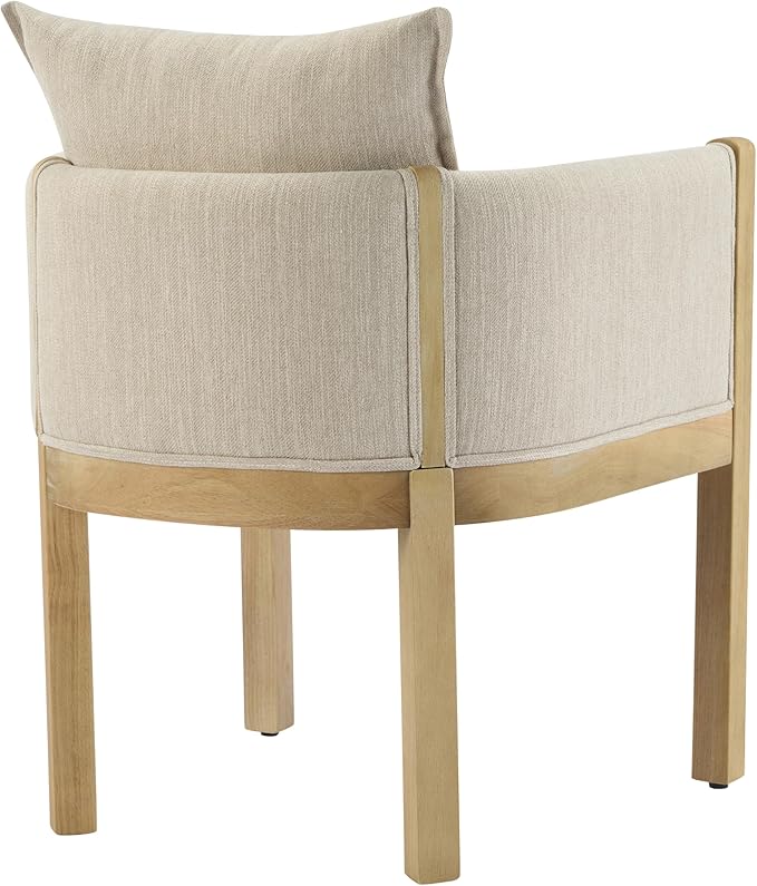Christopher Knight Home Lucid Linen Upholstered Dining Chairs Set of 2, Rubber Wood Dining Room Chairs, Modern Armchair, Extra Seating for Dining Room, Versatile Indoor Furniture, Beige + Natural