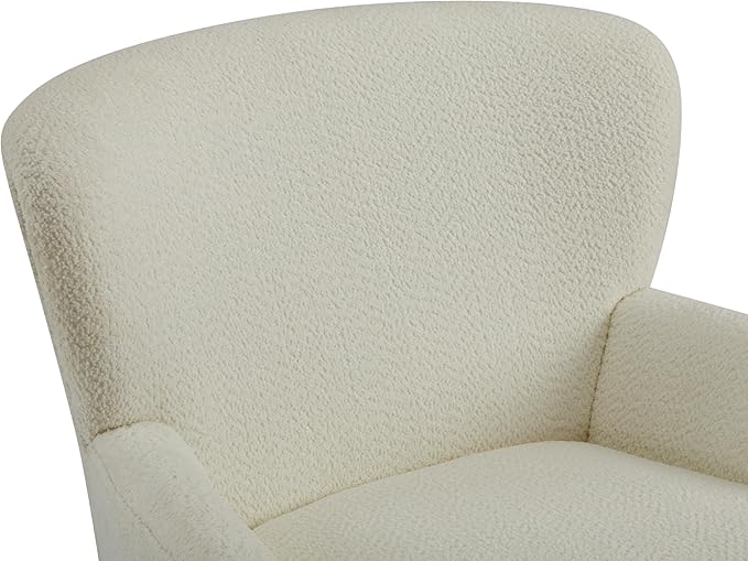 Christopher Knight Home Colby Boucle Upholstered Club Chair, Living Room Accent Chair, Wooden Frame, Flared Armrest, Plush Thick Cushion, Reading Lounge Chair, Space-Saving Furniture, Off-White+Black