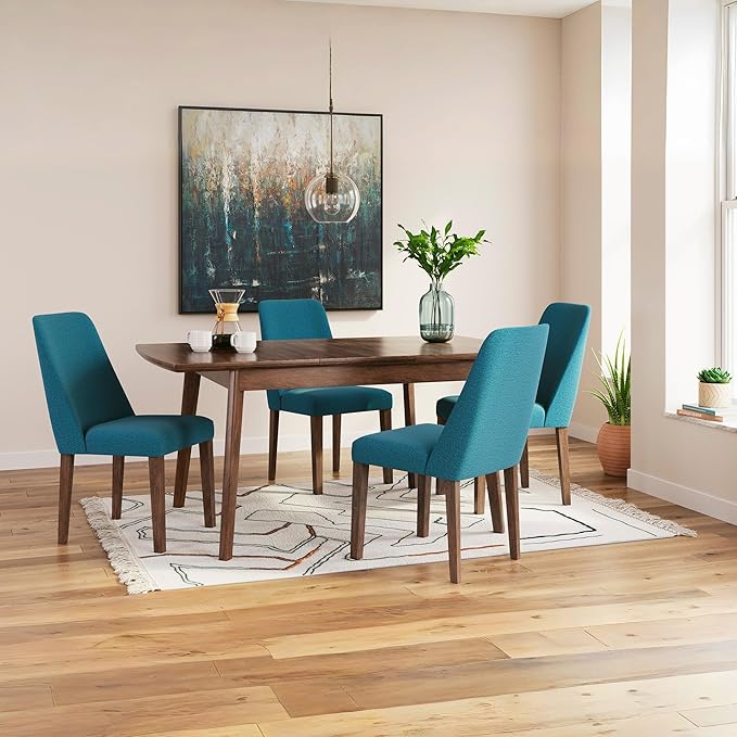 Signature Design by Ashley Lyncott Contemporary Dining Room Upholstered Side Chair with Foam Cushion, 2 Count, Blue & Brown