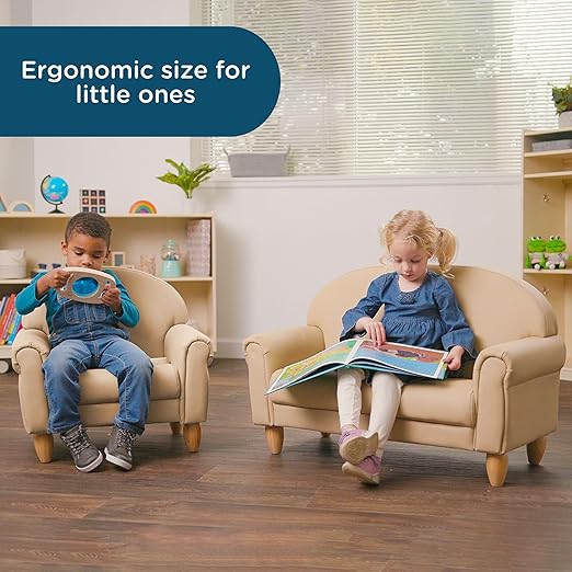 Children's Factory As We Grow Chair and Couch, Flexible Seating for Daycare or Preschool, Kids Reading Couch, Playroom Furniture, Buff