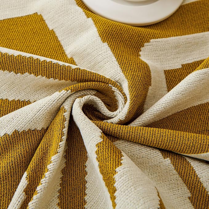 STACYPIK Thick Mustard Yellow Boho Sofa Covers Breathable Chair Couch Cover for 1 Cushion Sofa - Pet Friendly Pet Protector - Soft Chenille Jacquard - Washable - 71X71IN