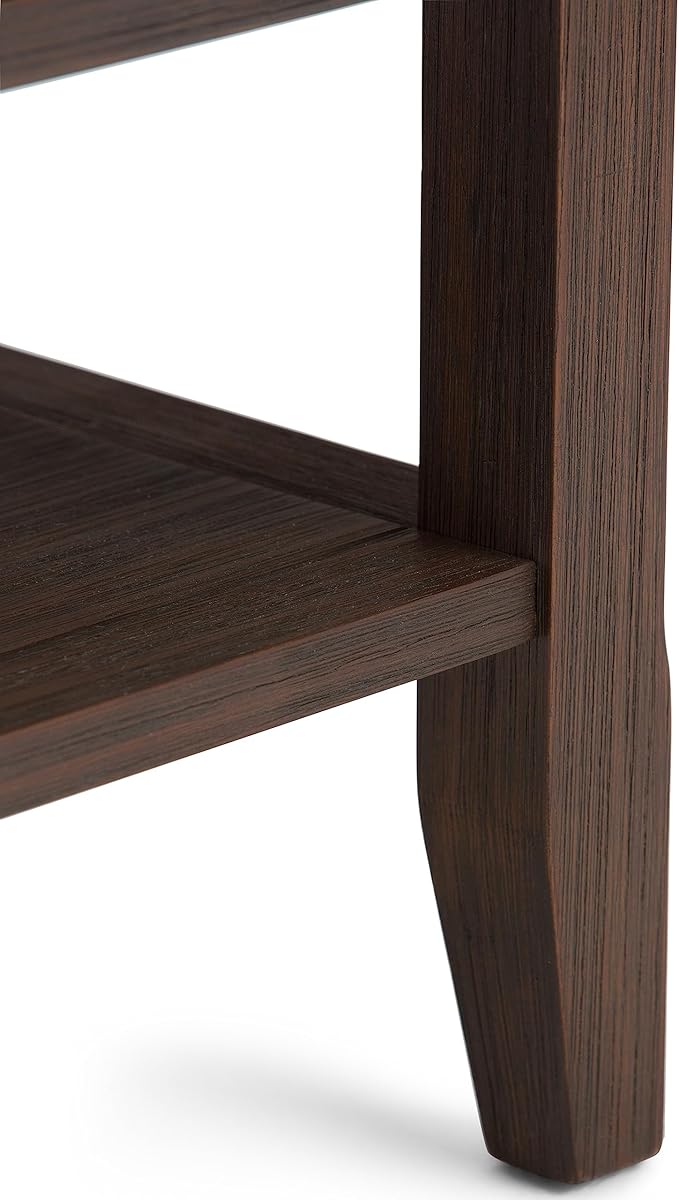 SIMPLIHOME Acadian SOLID WOOD 19 Inch Wide Square Transitional End Table in Farmhouse Brown, For the Living Room and Bedroom