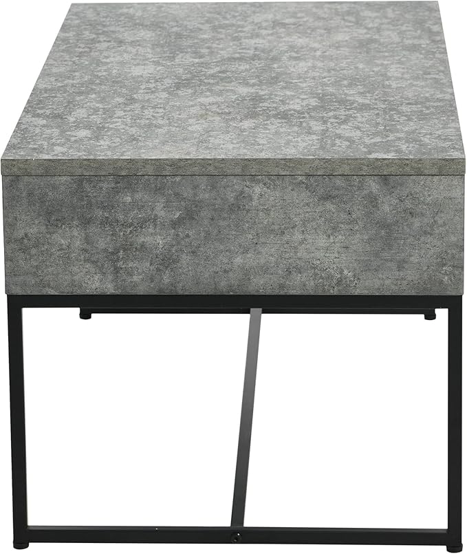 Household Essentials Wrap Rectangular Coffee Table Rustic Slate Concrete and Black Metal