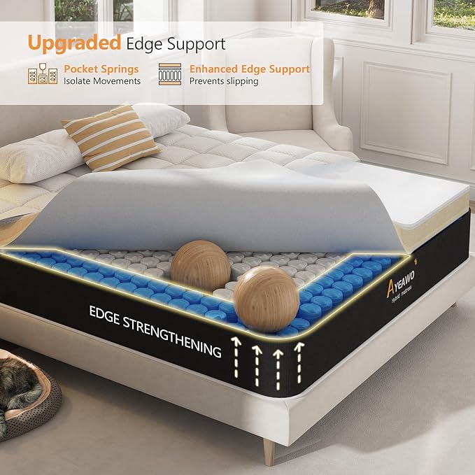 Firm Queen Mattress, 12 Inch Gel Memory Foam Hybrid Mattress Queen Size with Pocket Springs, Pressure Relief & Motion Isolation, Upgraded Support Bed in a Box, 365-Night Trial, CertiPUR-US