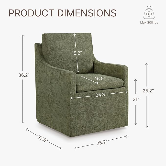 Upholstered Dining Chairs with Casters Easy Assembly Side Deskchair with Rollers for Diningroom, Living Room, Green, 4 Box