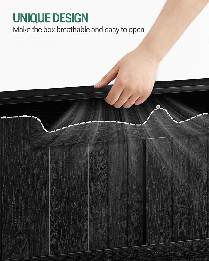 39.4" Storage Chest, Storage Bench Trunk with 2 Safety Hinges,Wooden Box, Lift-Top Chest Organizer, Shoe Bench for Entryway, Bedroom, Living Room, Black SB01004X