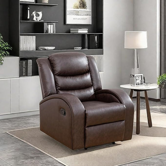 Leather Recliner Chair, Recliner Home Theater Seating, Electric Reclining Chair for Adult, Breathing Chair for Living Room, Brown