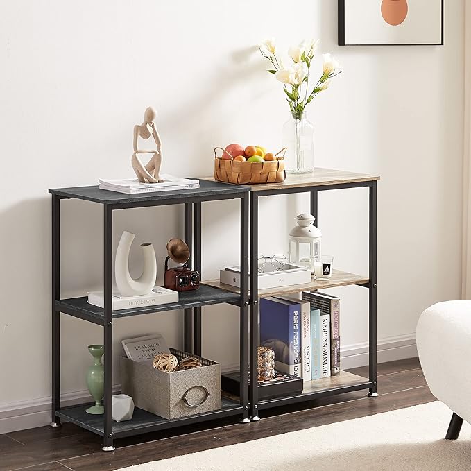 VECELO Tall End Side Table,30" Height Nightstand with 3-Tier Storage Shelf for Living Room Bedroom Office Hallway Study