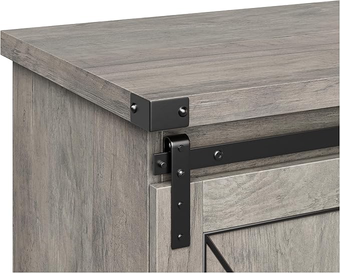 Farmhouse 59" TV Stand Up to 65 Inches, Mid Century Modern TV Entertainment Center with Storage Cabinets & Open Shelves, Wood TV Cabinet for Living Room, Grey