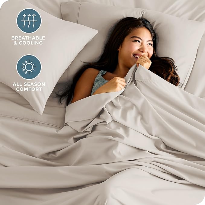 Bare Home Full XL Sheet Set - Luxury 1800 Ultra-Soft Microfiber Full Extra Long Bed Sheets - Double Brushed - Deep Pockets - Easy Fit - 4 Piece Set - Bedding Sheets & Pillowcases (Full XL, Wheat)