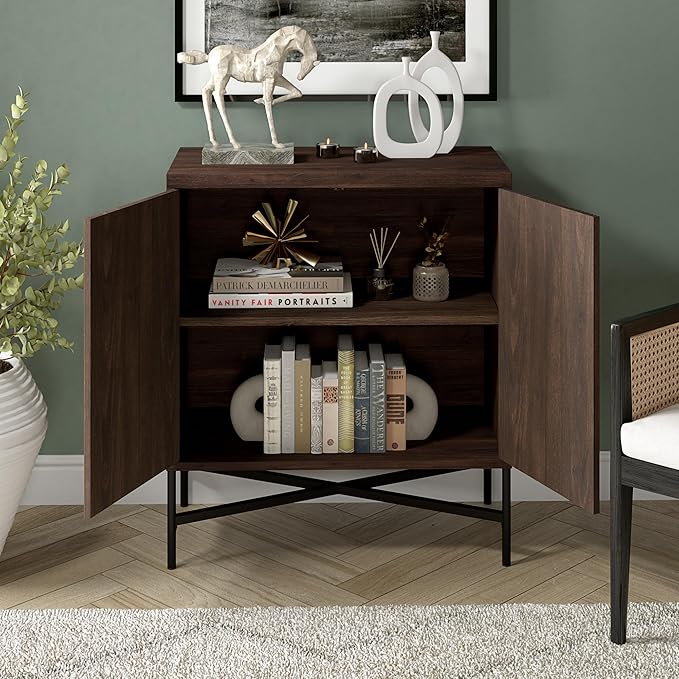 Henn&Hart 28" Wide Rectangular Accent Cabinet in Brown, for Home, Living Room, Bedroom, Entertainment Room, Office