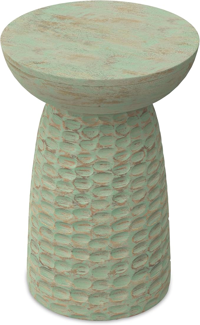 SIMPLIHOME Boyd 13-inch Wide Solid Mango End Table in Green Wash, Contemporary-Style Accent Table for Living Room, Bedroom, or Family Room, Assembled