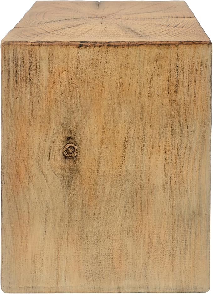 Christopher Knight Home Bard 18" Square Living Room Side Table, Wood-Like Distressed Finish End Table, Decorative Accent Table for Indoor Outdoor Usage, Space Saving Furniture, Natural