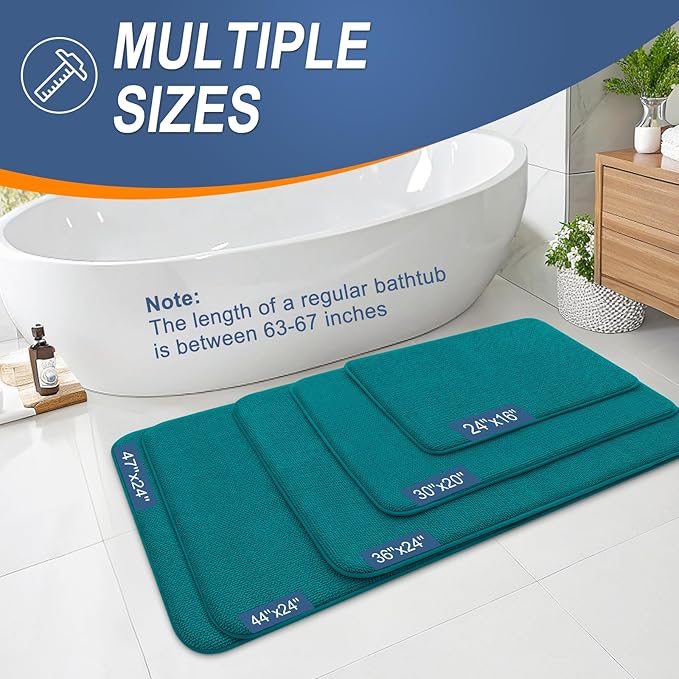 OLANLY Thick Memory Foam Bath Mat Rug 24x16, Extra Soft Absorbent Bathroom Rug, Quick Dry Bath Mats, Non-Slip, Machine Washable Carpet for Bathroom, Tub and Shower, Home Decor Accessories, Deep Lake