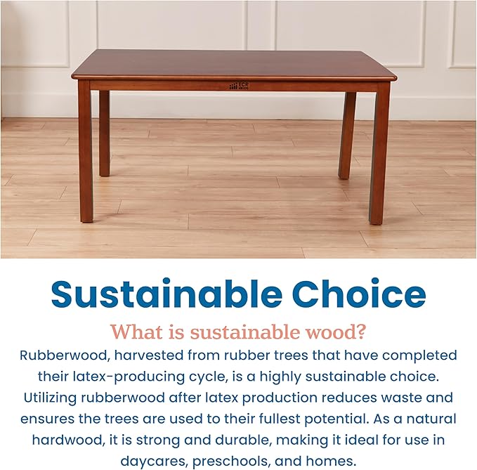 ECR4Kids 30in x 48in Rectangular Hardwood Table with 22in Legs, Kids Furniture, Dark Walnut