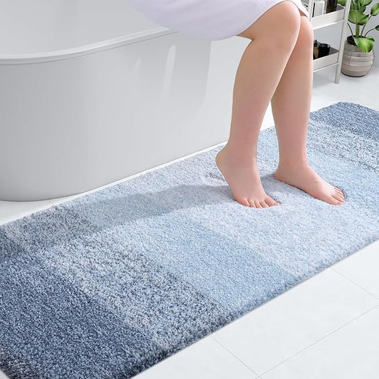 OLANLY Bathroom Runner Rugs 70x24, Extra Soft Absorbent Microfiber Bath Rugs, Rubber Backing, Quick Dry, Machine Washable Bath Mats for Bathroom Floor, Tub and Shower, Home Decor Accessories, Blue
