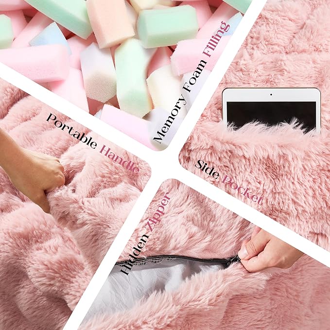 Hobestluk Bean Bag Chairs Beanbag Chair with Filler Adult Bean Bags with Fluffy & Machine Washable Cover, Giant Bean Bag Chairs for Adults (Pink, 3FT-36" x 36" x 22")