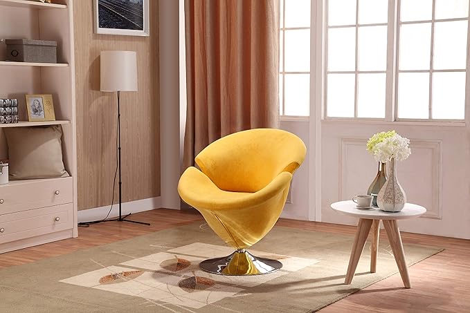 Manhattan Comfort Tulip Swivel Accent Chair Set of 5 with 360° Turn, Modern Flower Inspired Design, Soft Velvet Upholstery, Polished Chrome Base, No Assembly Required, 300 Lbs Capacity, Multi Color