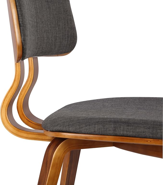 Armen Living Jaguar Mid-Century Dining Chair in Walnut Wood and Charcoal Fabric - Set of 2