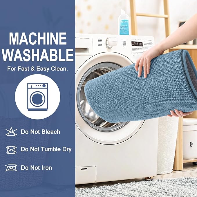 OLANLY Thick Memory Foam Bath Mat Rug 47x24, Extra Soft Absorbent Bathroom Rug, Quick Dry Bath Mats, Non-Slip, Machine Washable Carpet for Bathroom, Tub and Shower, Home Decor Accessories, Airy Blue