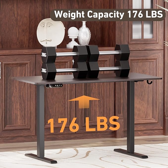 Ywin Electric Height Adjustable Standing Desk with Wheels, 55 x 24 inches Ergonomic Stand Up Desk for Home Office
