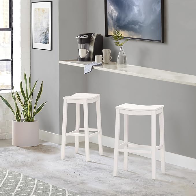 Hillsdale Furniture Fiddler Backless Saddle Bar Stool, White