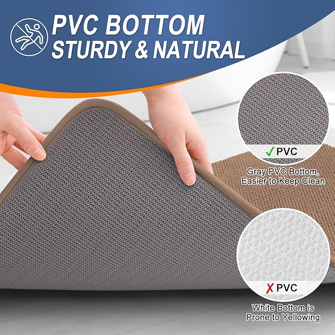 OLANLY Thick Memory Foam Bath Mat Rug 24x16, Extra Soft Absorbent Bathroom Rug, Quick Dry Bath Mats, Non-Slip, Machine Washable Carpet for Bathroom, Tub and Shower, Home Decor Accessories, Mocha