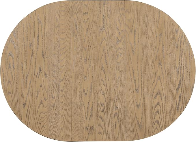 Farmhouse Style Expandable Round to Oval Dining Table with 16" Removable Leaf, Solid Wood Extendable Tabletop with Cross Trestle Legs, Space-Saving Kitchen-Tables for Home Apartment Restaurant