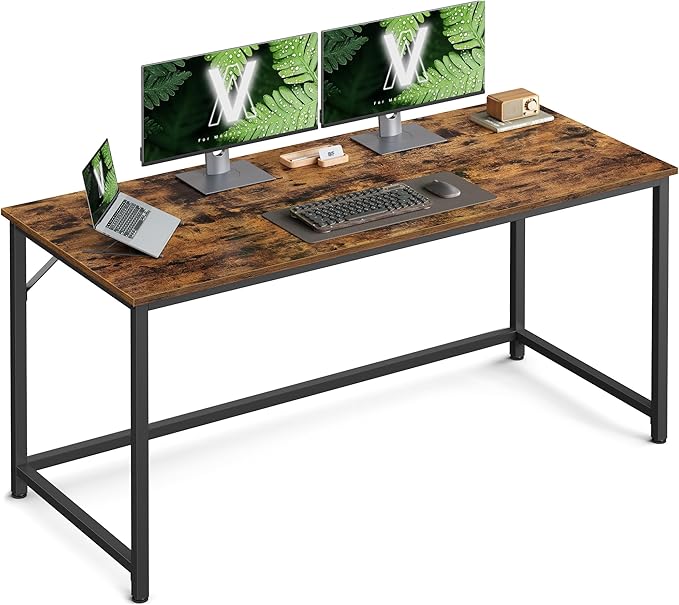 VASAGLE Computer Desk, Office Work Desk, 23.6 x 53.1 x 29.9 Inches, for Study, Bedroom, Home Office, Living Room, Rustic Brown and Ink Black ULWD043B01