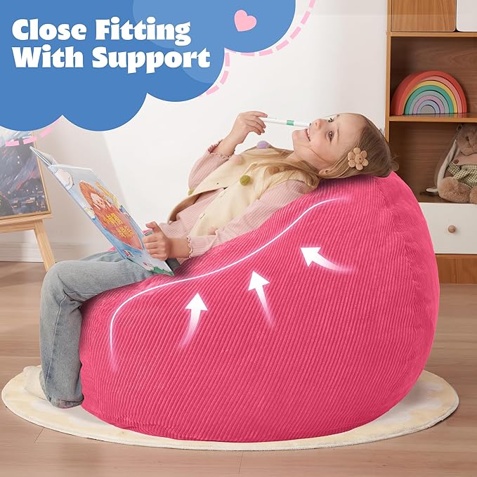 HABUTWAY 2 FT Bean Bag Chair,Giant Bean Bag Chairs,Big Bean Bags with Memory Foam Filled, Large Beanbag Chairs with Soft Corduroy Cover-Pink