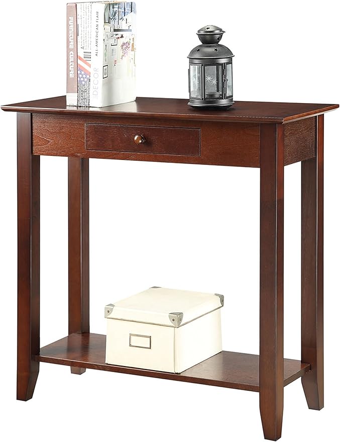 Convenience Concepts American Heritage 1 Drawer Hall Table with Shelf, Espresso