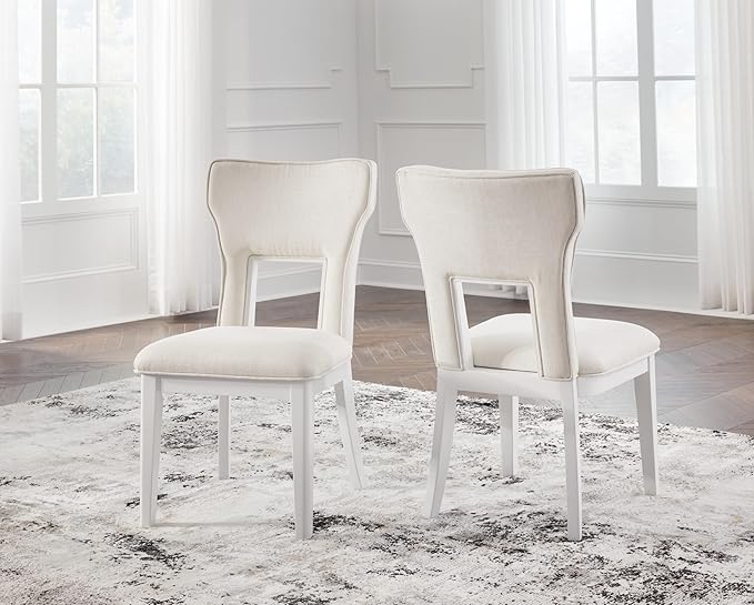 Signature Design by Ashley Chalanna Solid Wood Frame Dining Chair, Set of 2, White