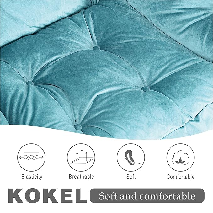 Lazy Chair with Folding Ottoman,Living Room Chairs, Accent Contemporary Lounge Chair, Single Steel Frame Leisure Sofa Chair with Armrests and A Side Pocket (DL58BLUE)