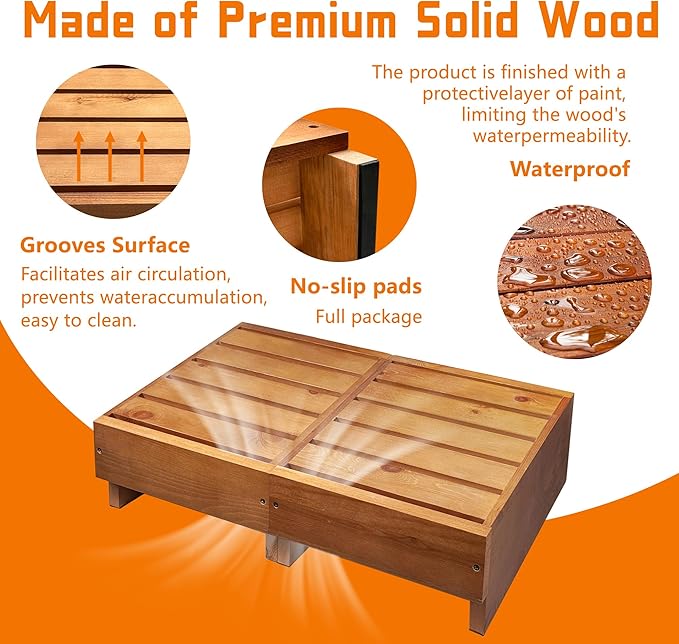 Wooden Step Stool 6” Height, Step Stools for Bed, Bed Steps for High Beds for Adults and Elderly, Step Stool for Bedroom, Kitchen, Living Room, Oak