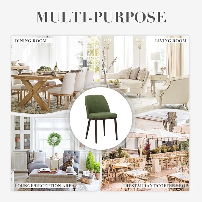 COLAMY Upholstered Dining Chairs Set of 4, Modern Kitchen Chairs with Back, Leather Side Dining Room Chairs with Wood Legs for Kitchen Dining Room Restaurant,Green