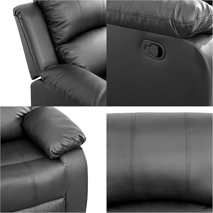 Loveseat Recliner Sofa, Reclining Loveseat Leather Couch with Storage Console, Modern Comfy Home Theater Seating Power Recliner Chair with Cup Holders for Living Room Furniture Sets, Black
