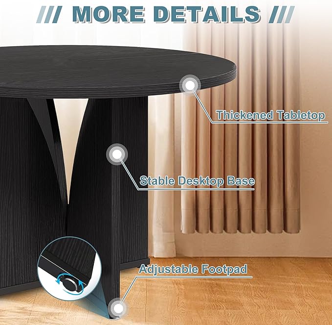 Round Dining Table for 4, 39" Small Dinner Table with Cross Base Round Black Kitchen Tables for Dining Room, Kitchen, Living Room