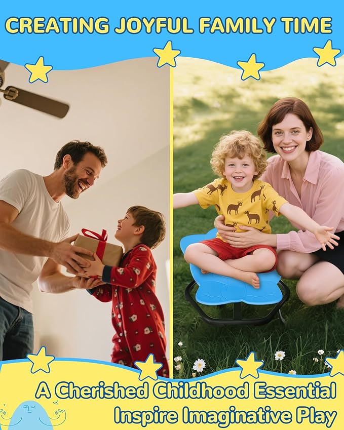 21" L × 19" W Spinning Chair for Autistic Kids, Sensory Toys for Kids with Autism, Sit and Spin, Toddlers & ADHD Children, Sensory Products Swivel Chair, Blue