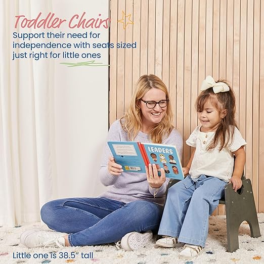 ECR4Kids Stackable Wooden Toddler Chair, 10in, Kids Furniture, Grey Wash, 2-Pack