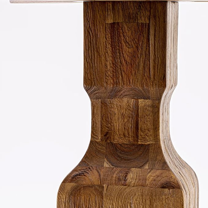 F53-0N-TP - Modern Dining Table with Acacia Wood Round Tabletop, Antique Walnut Finish