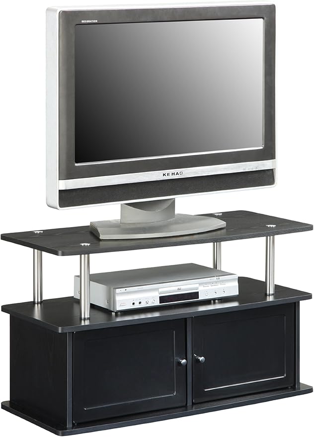Convenience Concepts Designs2Go TV Stand with 2 Cabinets, Black