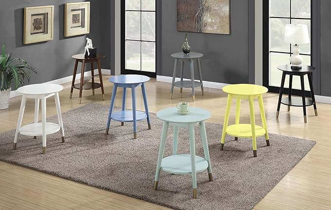 Convenience Concepts 7103050ES Wilson Mid Century Round End Table with Bottom Shelf, Espresso, 18 in x 18 in x 24 in (D x W x H)