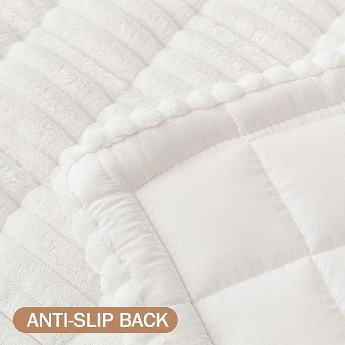 Smiry Couch Cover for Dogs Washable, Non Slip Fuzzy Pet Couch Covers for 3 Cushion Sofa Pet Friendly, Thick Soft Sofa Slipcovers Cushion Protector (White, 27.6" x 59")