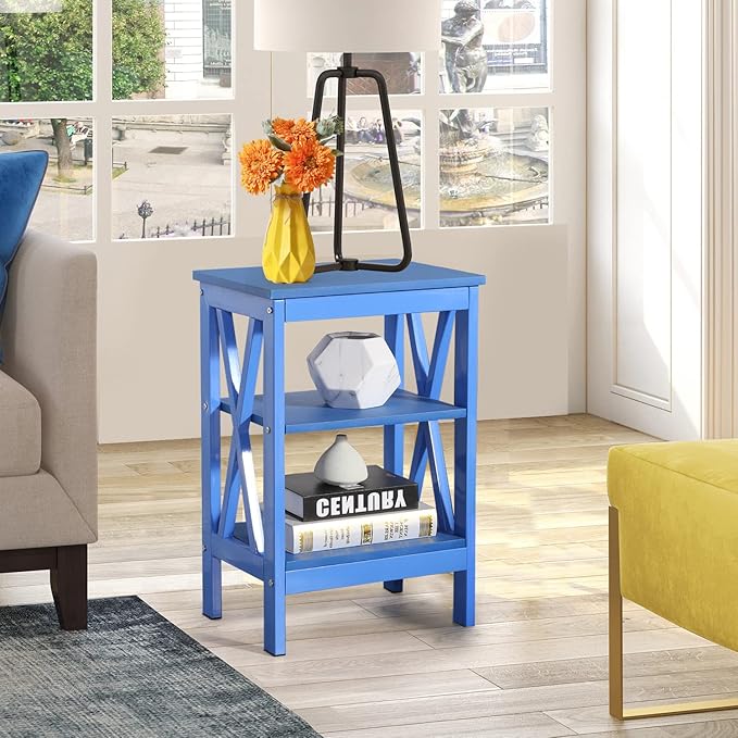 VECELO Modern Nightstands X-Design Side End Table Night Stand with Storage Shelf for Bedroom,Living Room,
